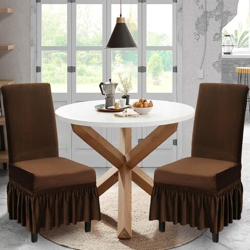 أغطية كرسي Niluoh Velvet مع كرسي غرفة طعام مسطّح يغطى أغطية Parsons كرسي ، غطاء محامي الأثاث غير القابل للانزلاق للمنزل ، المطبخ ، المأدبة (2 مساءً ، سيلفر رمادي) in Kuwait