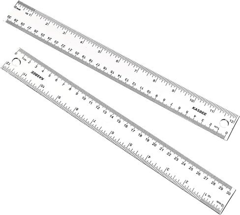 Plastic Rulers, 6 Inch Ruler, 12 Inch Ruler, Clear Ruler with Centimeters and Inches, Straight Plastic Ruler Set for Students School and Office in Kuwait