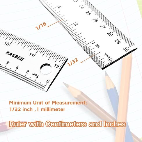Plastic Rulers, 6 Inch Ruler, 12 Inch Ruler, Clear Ruler with Centimeters and Inches, Straight Plastic Ruler Set for Students School and Office in Kuwait