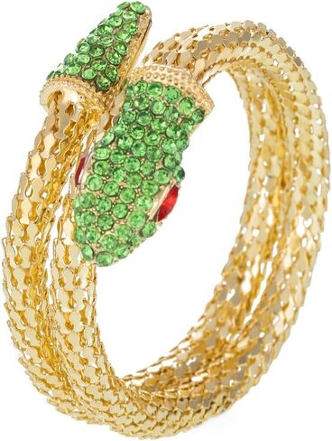 Snake Gold Bracelet for Women Bendable Snake bangle Medusa Rhinestone Hand Jewelry in Saudi Arabia