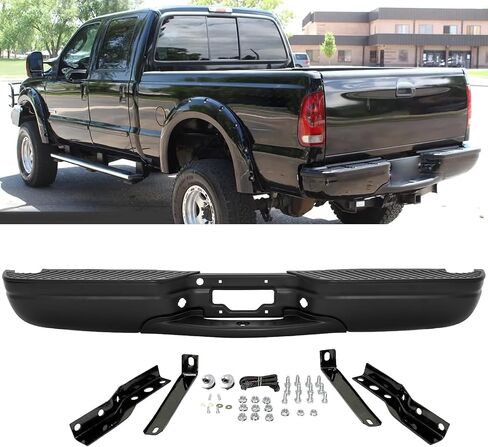 Rear Bumper Assembly compatible with 1999-2007 Ford F250 F350 Super Duty NON Sensor Hole Back Bumper for Turck, Chrome in Saudi Arabia