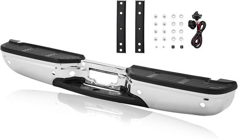 Rear Bumper Assembly compatible with 1999-2007 Ford F250 F350 Super Duty NON Sensor Hole Back Bumper for Turck, Chrome in Kuwait