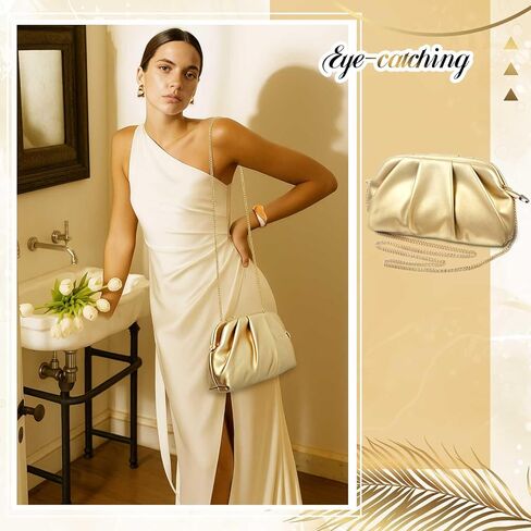 3 Pcs Gold Clutch Purse Jewelry Set for Women Evening Handbag Gold Cuff Bracelet Oval Teardrop Hoop Earrings for Women Evening Prom Party Wedding Dating Gift in Kuwait