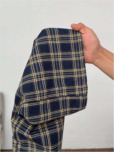 Girl's Plaid Wide Leg Track Pants Elastic Waist Baggy Long Trousers with Pockets in Saudi Arabia