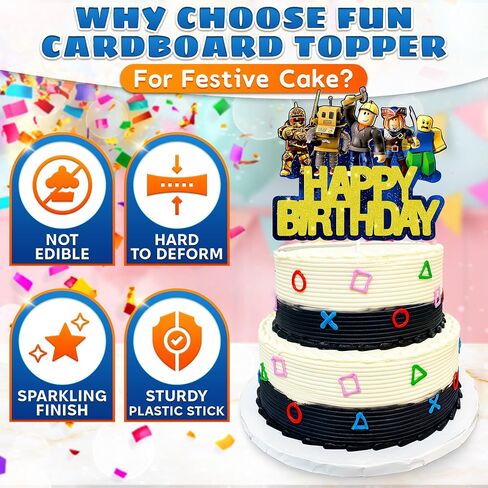 Video Game Cake Topper Decorations - Birthday Decorations for Boys and Girls Birthday Party Decorations - Gamer Cake Topper Party Supply Decorations Cake Toppers for Boys Birthday Party Decorations in Saudi Arabia