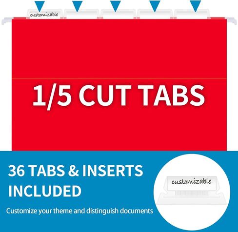 12 Pack Hanging File Folders, Letter Size with 1/5-Cut Adjustable Tabs, 12 Selected Color - File Folder Organizer for Filing Cabinet Office Home, Designed for Bulky Files, Medical Charts in Kuwait
