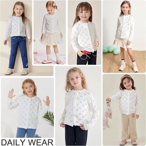 Danny D Toddler Girls Crewneck Cardigan Sweater Kids Long Sleeve Button Knit Tops Outwear Bolero Shrug Cropped Tops in Kuwait
