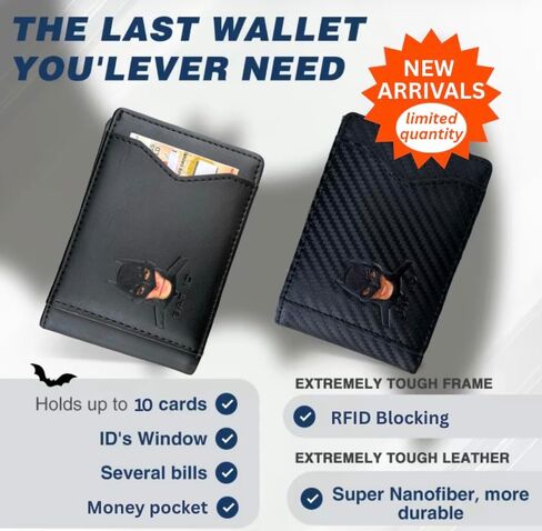 Leather Bat Wallet for Men - Stylish Superhero Design, Durable Bifold Wallet with Multiple Card Slots, Cash Compartment, and Iconic Logo - Gift for Father's Day, or Birthdays and Christmas (1PCS) in Saudi Arabia