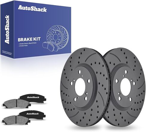 AutoShack Front Brake Kit Replacement for 2006-2011 Honda Ridgeline V6 Drilled & Slotted E-Coated Disc Brake Rotors Black Ceramic Brakes Pads 12.6" 320 mm SCDPR41404414041102 in Saudi Arabia