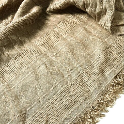 Men Cotton Linen Diamond-shaped Pattern Wrinkled Large Scarf All Seasons 75 * 35 inches in Saudi Arabia
