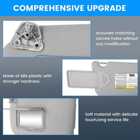SHENKENUO Gray Left Driver & Right Passenger Side Sun Visor Compatible with (2002-2009) Dodge Ram 1500 2500 3500,Sun Visor Replacement Number 1CT18TL2AA (Drive & Passenger Side) in Kuwait