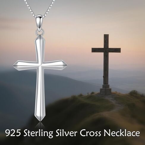 Cross Necklace Women Sterling Silver Religious Engraved Faith Hope Love Cross Pendant Necklace Jewelry Christmas Gifts for Women Unisex in Kuwait