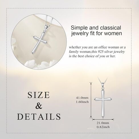 Cross Necklace Women Sterling Silver Religious Engraved Faith Hope Love Cross Pendant Necklace Jewelry Christmas Gifts for Women Unisex in Kuwait