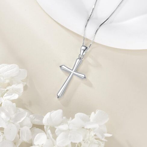 Cross Necklace Women Sterling Silver Religious Engraved Faith Hope Love Cross Pendant Necklace Jewelry Christmas Gifts for Women Unisex in Kuwait