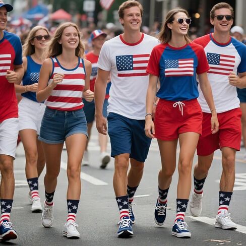 Bebila American Flag Socks For Men Or Women Funny 4th July Middle Socks USA Patriotic Freedom Day Gifts in Kuwait