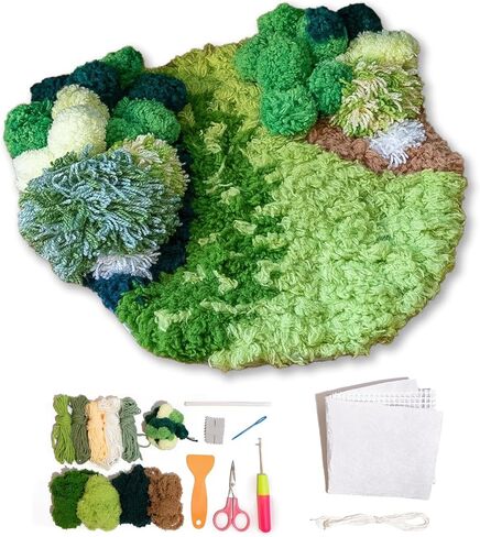 CRAFT CLUB Mushroom Meadow Moss Coaster Kit DIY Craft Set with Video Tutorials Includes Tools Yarn Materials Ideal for Beginners and Experienced Crafters in Saudi Arabia