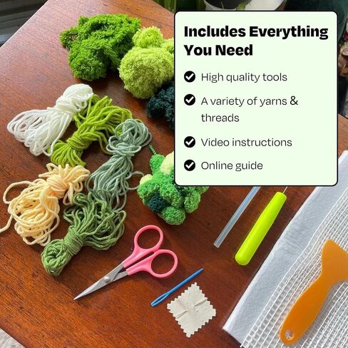 CRAFT CLUB Mushroom Meadow Moss Coaster Kit DIY Craft Set with Video Tutorials Includes Tools Yarn Materials Ideal for Beginners and Experienced Crafters in Saudi Arabia