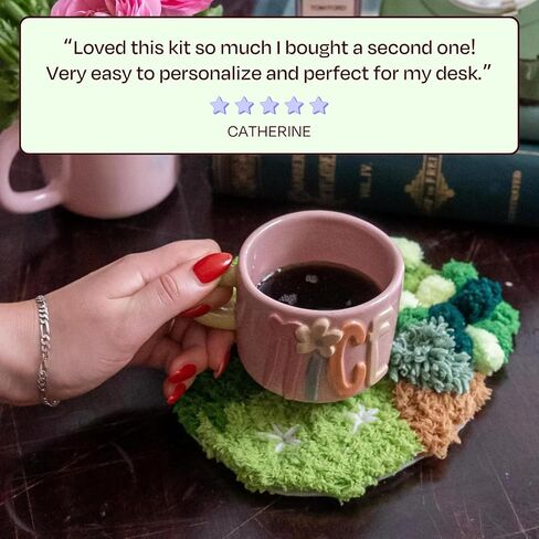 CRAFT CLUB Mushroom Meadow Moss Coaster Kit DIY Craft Set with Video Tutorials Includes Tools Yarn Materials Ideal for Beginners and Experienced Crafters in Saudi Arabia