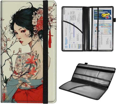 Car Registration and Insurance Card Holder, PU Leather Driver Vehicle License Document Glove Box Compartment Organizer, Green Dragon Automobile Accessories Car Document Holder Wallet in Kuwait