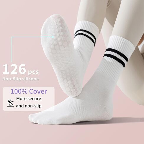 GUUNIEE Pilates & Yoga Socks for Women with Non-Slip Grip for Barre, Ballet,Hospital & Barefoot Workout 2/4 Pairs Breathable in Kuwait
