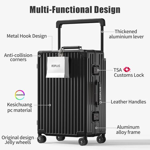 Aluminium Frame Carry on Luggage with Smooth Jelly Wheels, Hardside Zipperless Rolling Suitcase with TSA Lock (White, 21-Inch) in Kuwait