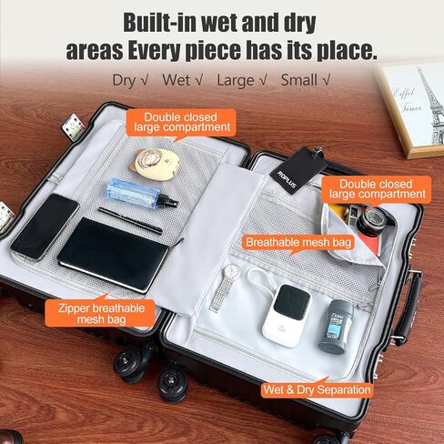 Aluminium Frame Carry on Luggage with Smooth Jelly Wheels, Hardside Zipperless Rolling Suitcase with TSA Lock (White, 21-Inch) in Kuwait