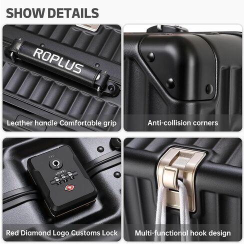 Aluminium Frame Carry on Luggage with Smooth Jelly Wheels, Hardside Zipperless Rolling Suitcase with TSA Lock (White, 21-Inch) in Kuwait