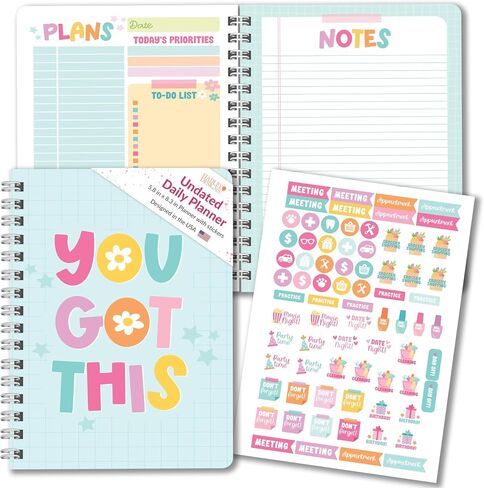 To Do List Notebook for Work – Undated Daily Planner with Hourly Schedule, Priorities & Checklist, Compact, Motivational Planner for Work, Wellness & Productivity (Teal) in Saudi Arabia
