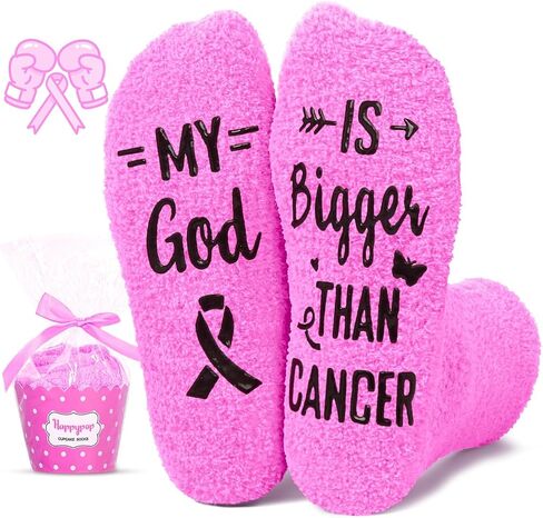 HAPPYPOP Breast Cancer Gifts for Women Men - Cancer Chemo Comfort Socks for Survivor Patients in Kuwait