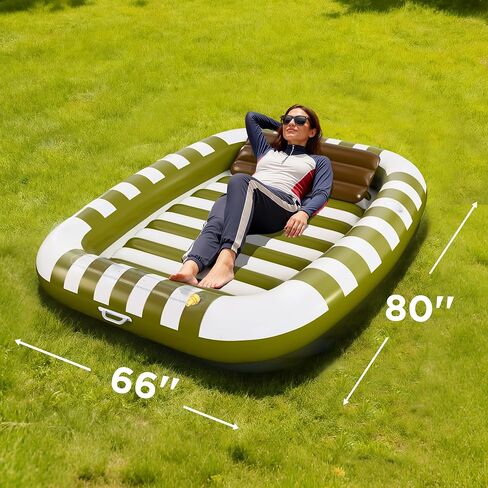 iPlay, iLearn Pool Wave Inflatable Pool Floats, Tanning Pools Lounger Bed for Adults Kids, 80" x 66" Large Blow up Floating Rafts, Sun Bathing Water Mat Backyard Lakes, Summer Family Party Toy Gifts in Kuwait