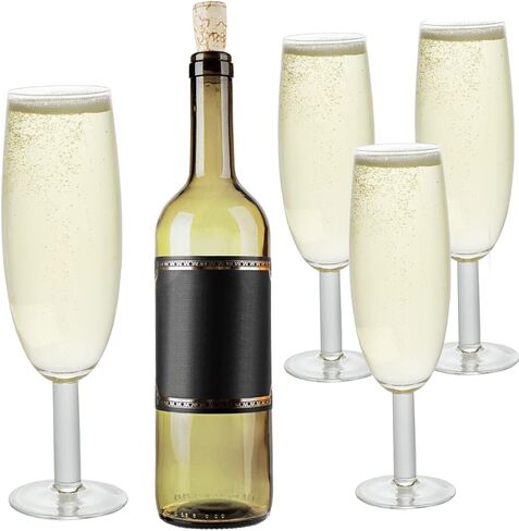 SCS Direct Experize XL Champagne Flute Glass - 25 أونصة - يحمل زجاجة كاملة من الشمبانيا أو النبيذ أو الكوكتيلات جامبو - الأواني الزجاجية العملاقة الممتعة للحفلات والبكالوريوس وأعياد الميلاد الحادية والعشرون - فكرة الزفاف in Kuwait