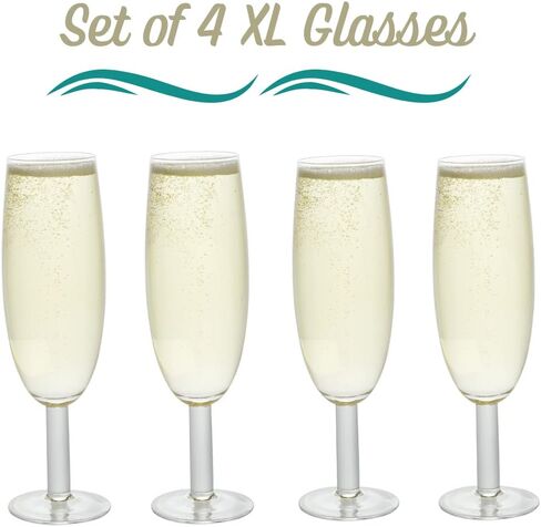 SCS Direct Experize XL Champagne Flute Glass - 25 أونصة - يحمل زجاجة كاملة من الشمبانيا أو النبيذ أو الكوكتيلات جامبو - الأواني الزجاجية العملاقة الممتعة للحفلات والبكالوريوس وأعياد الميلاد الحادية والعشرون - فكرة الزفاف in Kuwait