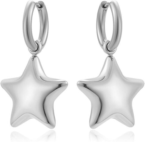 أقراط Gold Gold Star For Women Gold Charm Huggie أقراط مكتنزة أقراط خفيفة الوزن ثلاثية الأبعاد in Saudi Arabia