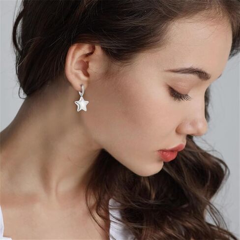 أقراط Gold Gold Star For Women Gold Charm Huggie أقراط مكتنزة أقراط خفيفة الوزن ثلاثية الأبعاد in Saudi Arabia