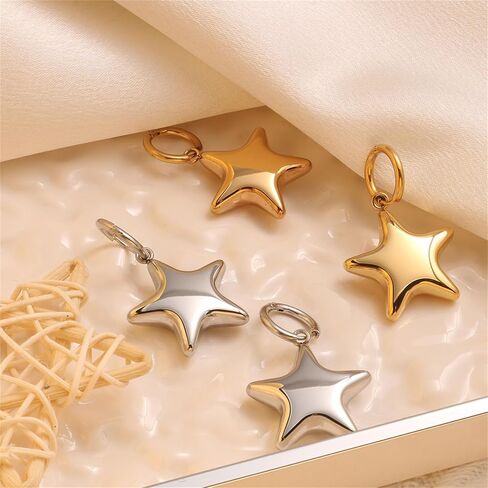 أقراط Gold Gold Star For Women Gold Charm Huggie أقراط مكتنزة أقراط خفيفة الوزن ثلاثية الأبعاد in Saudi Arabia