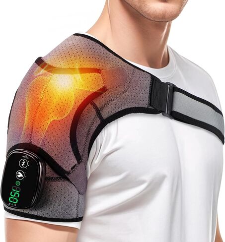 Cordless Shoulder Heating Pad, Heated Shoulder Wrap with Vibration, Left Right Shoulder Massager Heated Shoulder Brace for Women Men, Rotator Cuff Support Frozen Shoulder in Kuwait