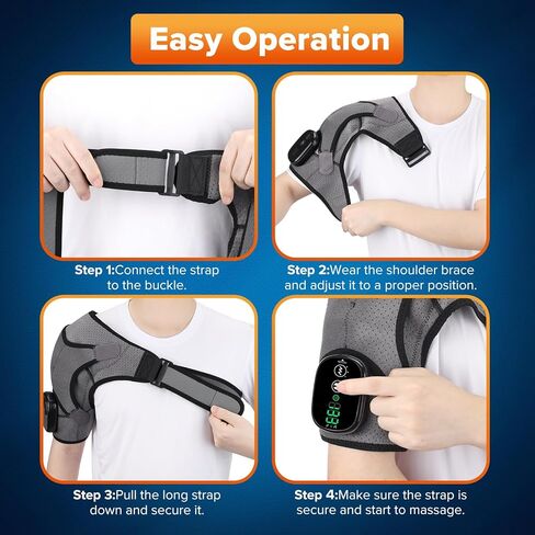 Cordless Shoulder Heating Pad, Heated Shoulder Wrap with Vibration, Left Right Shoulder Massager Heated Shoulder Brace for Women Men, Rotator Cuff Support Frozen Shoulder in Kuwait