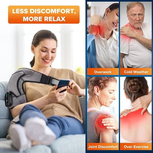 Cordless Shoulder Heating Pad, Heated Shoulder Wrap with Vibration, Left Right Shoulder Massager Heated Shoulder Brace for Women Men, Rotator Cuff Support Frozen Shoulder in Kuwait