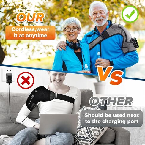 Cordless Shoulder Heating Pad, Heated Shoulder Wrap with Vibration, Left Right Shoulder Massager Heated Shoulder Brace for Women Men, Rotator Cuff Support Frozen Shoulder in Kuwait