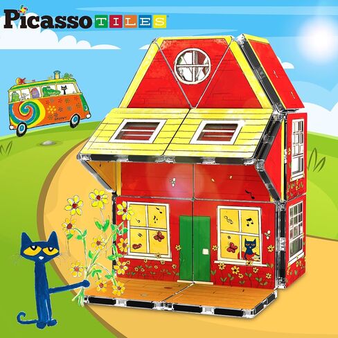 PicassoTiles Pete the Cat Magnet Puzzle Building Block Cubes 6 Cartoon Themed Brain Teaser Puzzles Mix and Match Magnetic Playset STEM Educational Toy Set Preschool Sensory Toys Toddlers Ages 3+ PTC03 in Kuwait