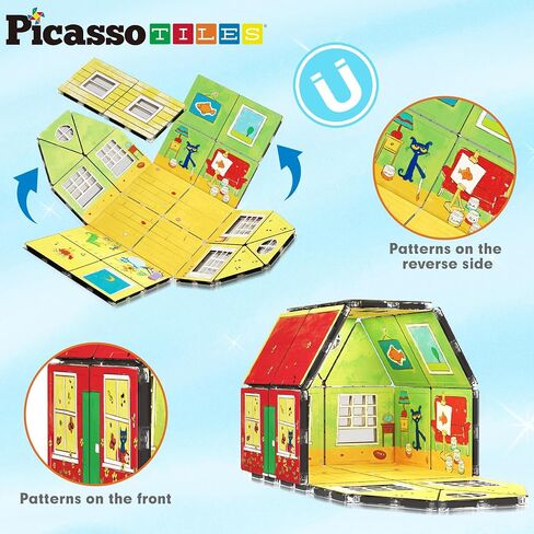 PicassoTiles Pete the Cat Magnet Puzzle Building Block Cubes 6 Cartoon Themed Brain Teaser Puzzles Mix and Match Magnetic Playset STEM Educational Toy Set Preschool Sensory Toys Toddlers Ages 3+ PTC03 in Kuwait