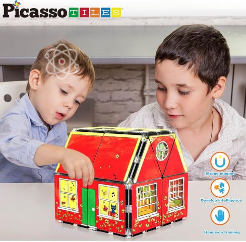 PicassoTiles Pete the Cat Magnet Puzzle Building Block Cubes 6 Cartoon Themed Brain Teaser Puzzles Mix and Match Magnetic Playset STEM Educational Toy Set Preschool Sensory Toys Toddlers Ages 3+ PTC03 in Kuwait