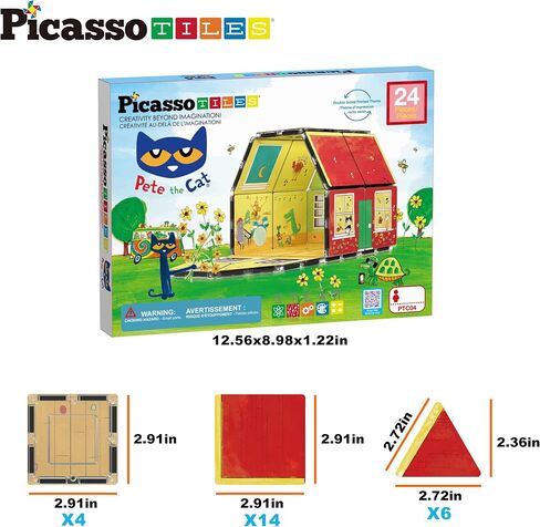 PicassoTiles Pete the Cat Magnet Puzzle Building Block Cubes 6 Cartoon Themed Brain Teaser Puzzles Mix and Match Magnetic Playset STEM Educational Toy Set Preschool Sensory Toys Toddlers Ages 3+ PTC03 in Kuwait