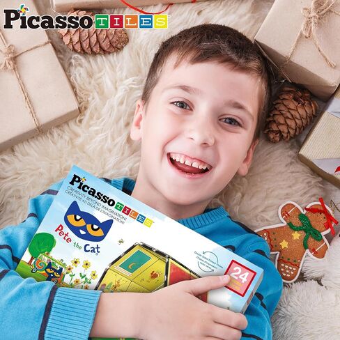 PicassoTiles Pete the Cat Magnet Puzzle Building Block Cubes 6 Cartoon Themed Brain Teaser Puzzles Mix and Match Magnetic Playset STEM Educational Toy Set Preschool Sensory Toys Toddlers Ages 3+ PTC03 in Kuwait