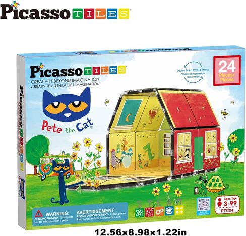 PicassoTiles Pete the Cat Magnet Puzzle Building Block Cubes 6 Cartoon Themed Brain Teaser Puzzles Mix and Match Magnetic Playset STEM Educational Toy Set Preschool Sensory Toys Toddlers Ages 3+ PTC03 in Kuwait