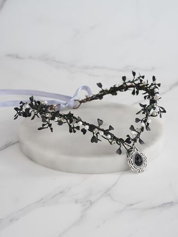 SWEETV Fairy Crown Elf Ears Cuffs Set Flower Crown Headpiece Halloween Elves Cosplay Set Renaissance Costume Medieval Tiara in Saudi Arabia
