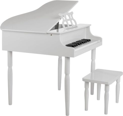 Kids Piano - 30 Key Mini Grand Piano with Music Stand, Bench, and Note Stickers - Piano for Beginners - Instruments for Kids by Hey Play (Pink) in Kuwait