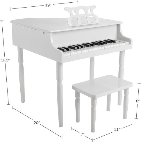 Kids Piano - 30 Key Mini Grand Piano with Music Stand, Bench, and Note Stickers - Piano for Beginners - Instruments for Kids by Hey Play (Pink) in Kuwait