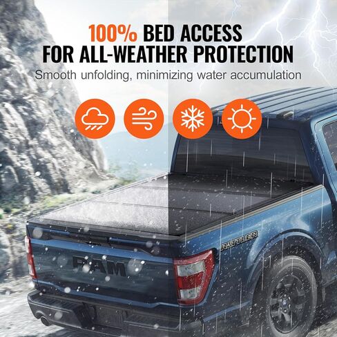 غطاء Tonneau القابل للسحب ، وغطاء Tonneau القابل للسحب ، 5.7 قدمًا ، مع أنبوب تصريف مدمج لعام 2021-2024 Dodge Ram 1500 Crew Cab ، تصميم مخصص مع قفل مزدوج و T-Slot in Kuwait