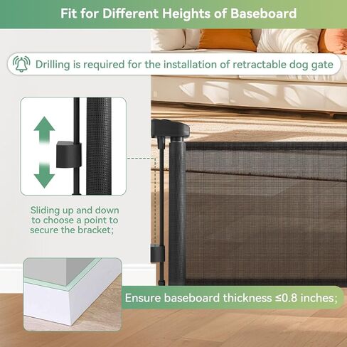 14" Tall Short Dog Gate to Step Over, Retractable Mesh Pet Door for Small Puppy, Extended up to 59" Wide for Indoor Stairs Doorways and Hallway(White) in Kuwait